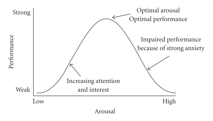 Which of the following describes the yerkes dodson law