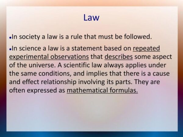 What is the difference between law and theory